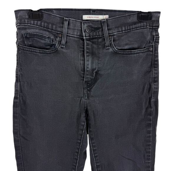 Levi's Jeans Women's 27 Black Denim Stretch Mid-Rise Slimming Skinny Leg Zip Fly - Picture 8 of 16